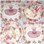 Doyomtoy Vaisselle de Fête Ballerine Anniversaire Fille Vaisselle Papier Set Assiettes en Papier Serviettes Tasses pour Fête à T