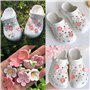 Charmes de Chaussure,12 PCS Mignons Décorations de Chaussures Fleurs avec Boutons Colorés Breloques de Chaussures Mode Fleurs Ch