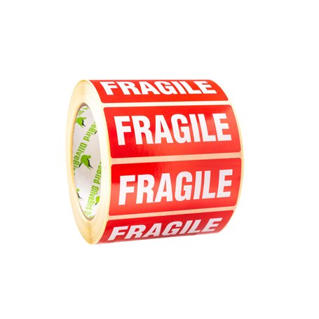 OliveBird 1000 x Fragile Autocollants 90 x 35 mm Rouleau Avec Texte Sur étiquette Fragile