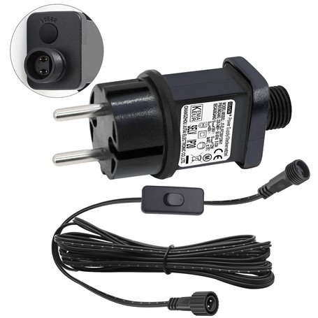 Transformateur LED CZJUTAI IP44 Alimentation pour éclairage de Noël avec prise - Prise européenne ( EL/FC36V12W) avec interrupte