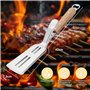 NEXROLA Spatule de Barbecue en Acier Inoxydable, 2 en 1 Pince Barbecue et Spatule, Pince à Steak, Outil de Barbecue Multifonctio