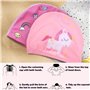 Bonnets de Bain Enfants, 2 Pièces Bonnet de Bain en Polyester pour Enfants de 4 à 10 Ans, Bonnet de Bain de Conception de Cygne 