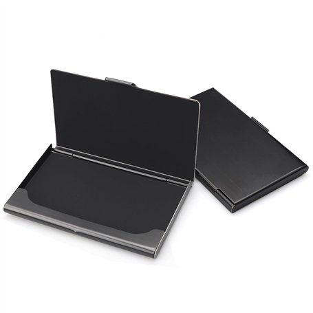 Flearitzo Lot de 2 étuis Porte-Cartes en Acier Inoxydable Boîtier Ultra-Fin avec Fermeture à Clip Unisexe pour Ranger Cartes de