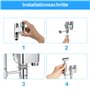 Douchette WC Bidet Toilette – Kit Douchette WC Haute Pression avec Robinet 2 Sorties et Tuyau 1,5M, Économie d’eau, Pommeau Ergo