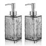 2X Distributeur Savon Transparent Gris 400 ML – Distributeur Gel Douche Rechargeable – Distributeur Savon Cuisine Salle de Bain
