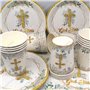 Vaisselle de Fête Communion,Doyomtoy Vaisselle Papier Set Décoration de Première Communion Assiettes en Papier Serviettes Tasses