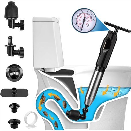 Wenbones Déboucheur WC Ventouse Haute Pression avec Baromètre