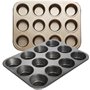 TTSTOIEE Moule à gâteau 2 pièces - Moule à muffins avec 12 cavités Revêtement antiadhésif résistant à des températures allant ju