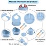 TTSTOIEE harnais bébé en silicone, plaque bébé Zbaby avec ventouse zhe 8 pièces BPA ensembles de vaisselle gratuits avec cuillèr