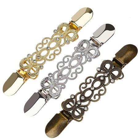 Pull Clips Alliage Sweater Shawl Clip Vintage Exquis et élégant Chandail Pince Cardigan Buckle Femme Châle Clips Cristal Strass