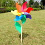 POFET Moulinet Arc-en-Ciel, Moulin à Vent Enfant Jouets pelouse Cour Ornements de Jardin coloré bâton en Bois Vent Spinner extér