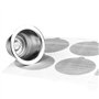 CENPEK Dosettes de café rechargeables en acier inoxydable compatible avec machines Nes-Presso (2 tasses + 100 couvercles)