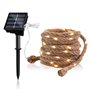 Guirlande lumineuse solaire d'extérieur - 7 m - Avec 100 LED - IP65 - Corde en coton - Pour jardin