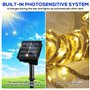 Guirlande lumineuse solaire d'extérieur - 7 m - Avec 100 LED - IP65 - Corde en coton - Pour jardin, balcon, terrasse, Noël - Bla