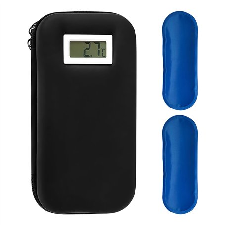 Sac isotherme à insuline avec 2 blocs réfrigérants TSA réutilisables et portables avec affichage de la température