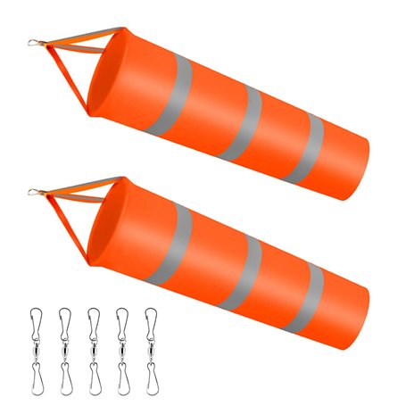 Dadabig 2pcs Manche à Vent Manche à air Manche à air avec Ceinture réfléchissante Orange avec 5 Pinces Doubles Pivotantes pour I