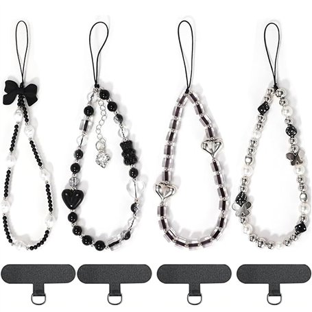 Lot de 4 Bijoux Dragonne de Telephone avec 4 Patchs Universels