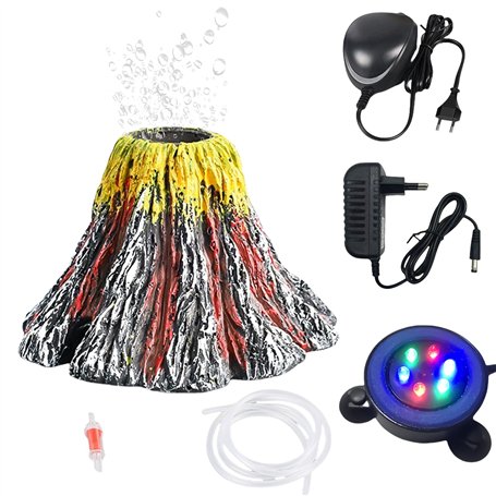 GOMETY Kit d'ornement volcan d'aquarium avec pompe à air
