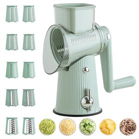 Mandoline de Cuisine Manuelle, Râpe à Fromage Râpe à Cuisine avec 5 Lames de Tambour Trancheuse à Légumes pour Le Fromage, Le Co Mandoline de Cuisine Manuelle