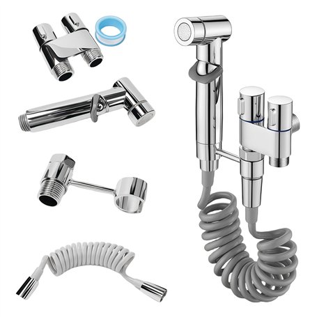 WANDGU Douchette à main pour toilettes : douchette à main en acier inoxydable avec distributeur de robinet