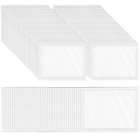 WANDGU Lot de 150 porte-étiquettes autocollants de 6 x 10 cm : pochettes transparentes pour cartes de visite