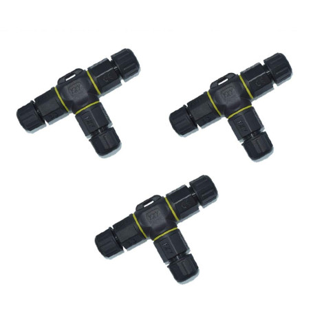 Lot de 3 Nuzamas 3 façons 3 broches Connecteur étanche extérieur Boîte de jonction IP 68 Connecteurs électriques pour 4.5-10 mm