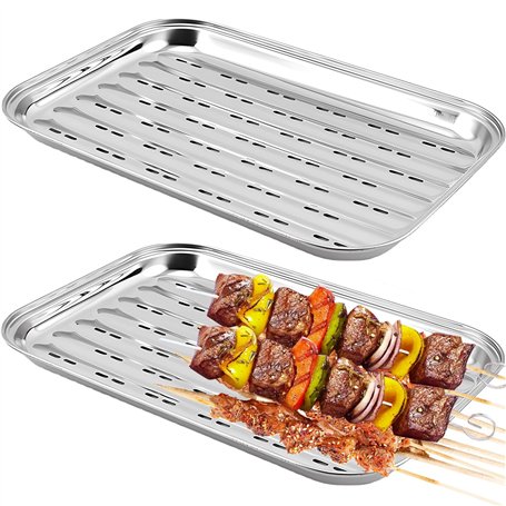GOMETY Lot de 2 bacs à barbecue en acier inoxydable - 34