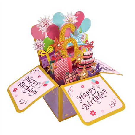Carte pop-up « Happy 6th Birthday 6 ans » pour fille