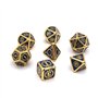 DollaTek 7PCS Jeu de dés polyédriques en métal avec Sac de Rangement Noir pour donjons et Dragons de Jeux de rôle(engrenage Or e