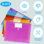 Lot de 28 porte-documents A4 transparents avec 11 bords perforés et poche pour étiquette, fermeture, pochettes transparentes en