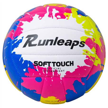 Runleaps Ballon de volleyball de plage officiel taille 5 souple et imperméable en polyuréthane pour intérieur