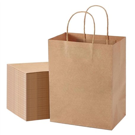 Sac en Papier Kraft Vintage - 30 Pièces Sac Pochette Cadeau avec Poignée - 27 x 21 x 11 cm