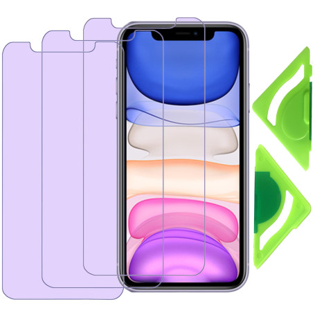 Protecteur D'écran Anti Lumière Bleu pour iPhone 11 and iPhone XR(Paquet de 3) avec Aligneur Général