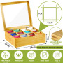 ZQEJEFD Boîte à thé en Bois avec 12 Compartiments 28 x 22.5 x 9 cm, Boîte a The Compartiments avec Couvercle Fenêtre Transparent