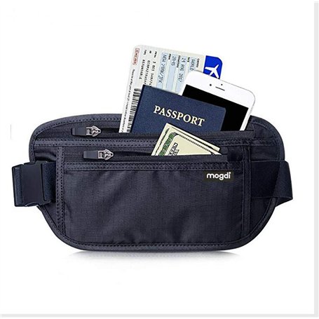 Sac banane professionnel plat - Avec protection RFID - Pour femme Portefeuille de voyage pour homme - Sac de randonnée - Pour cl