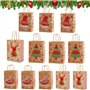 12 Pièces Sacs Cadeaux de Noël en Papier Kraft Avec Poignée - Parfaits pour les Fêtes et Cadeaux de Vacances