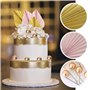 Lot de 4 décorations de gâteau en feuille de palmier - 10 boules de gâteau dorées - Drapeau pliable en feuille de palmier - Inse