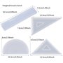 Nifocc Lot de 4 règles en résine - Moule en silicone - Rapporteur d'angle - Règle triangulaire - Moule en fonte pour bricolage, 