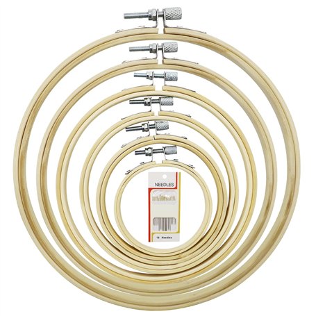 Lot de 6 cadres à broder et 16 aiguilles à coudre