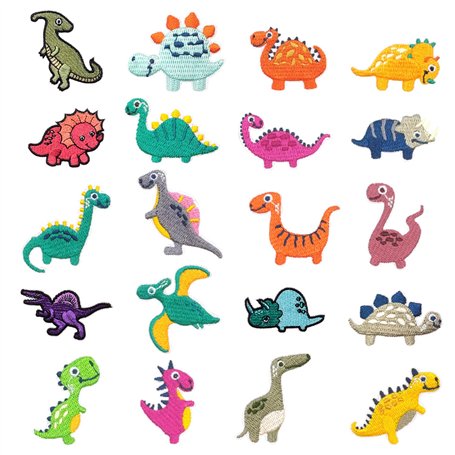 Lot de 20 petites taches de broderie dinosaures pour enfants