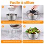 Pfloge Essoreuse À Salade en Acier Inoxydable 4,5L, Saladier avec Couvercle Et Base Antidérapante, Essoreuse À Salade INOX Idéal