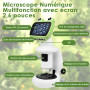 Microscope Enfant avec écran LCD 200X-1000X Image HD Grand grossissement, 2 en 1Microscope de Poche et de Table avec Lumière LED