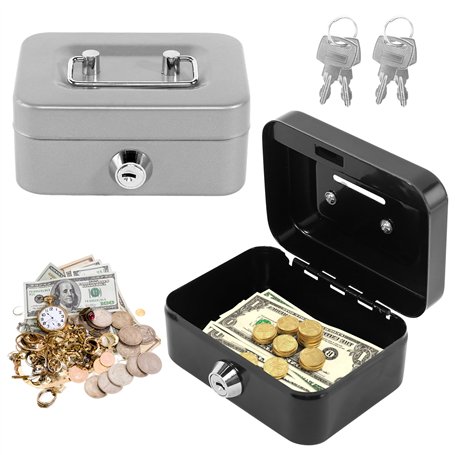 Lot de 2 petites caisses à monnaie verrouillables avec clé - Avec fente - Portable - Pour pièces de monnaie