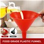 Lot de 8 entonnoirs en plastique à col large pour cuisine, bouteilles, cuisine, laboratoire (rouge)