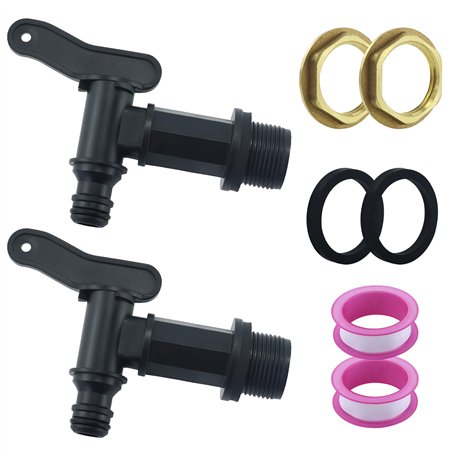 Lot de 2 robinets d'écoulement pour citerne d'eau de pluie