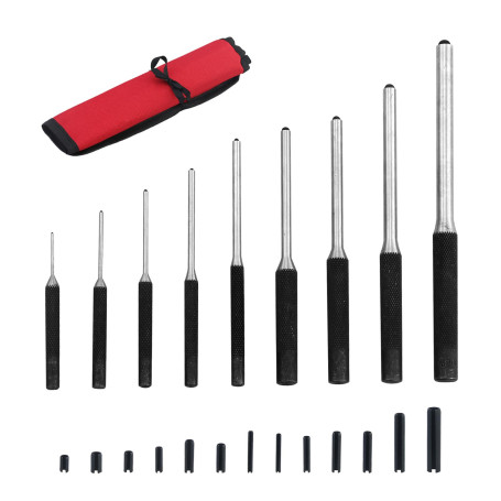 Lot de 9 chasse-goupilles 1/16" - 5/16" - Outil de perforation - Avec sac de rangement et 13 goupilles à ressort creuses - Pour