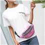 Orssmigs 2 Pièces Sac Banane Holographique Fille - Réglable, Imperméable, Cuir PU, Paillette - Pour Voyage, Randonnée (Rose + Ar