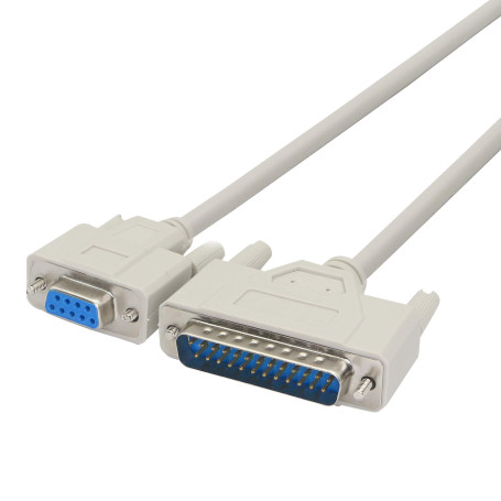 PNGKNYOCN Câble de Conversion DB9 vers DB25 Câble de Conversion RS232 Femelle vers DB25 mâle Null Modem série parallèle impriman