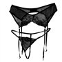 ROSVAY Sexy Damen Strumpfgürtel Transparent Mesh Hohe Taille mit 4 verstellbaren Clips, Durchsichttige Strapsgürtel Blumenmuster