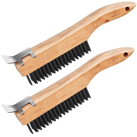 Oumuik Lot de 2 brosses métalliques avec manche en bois